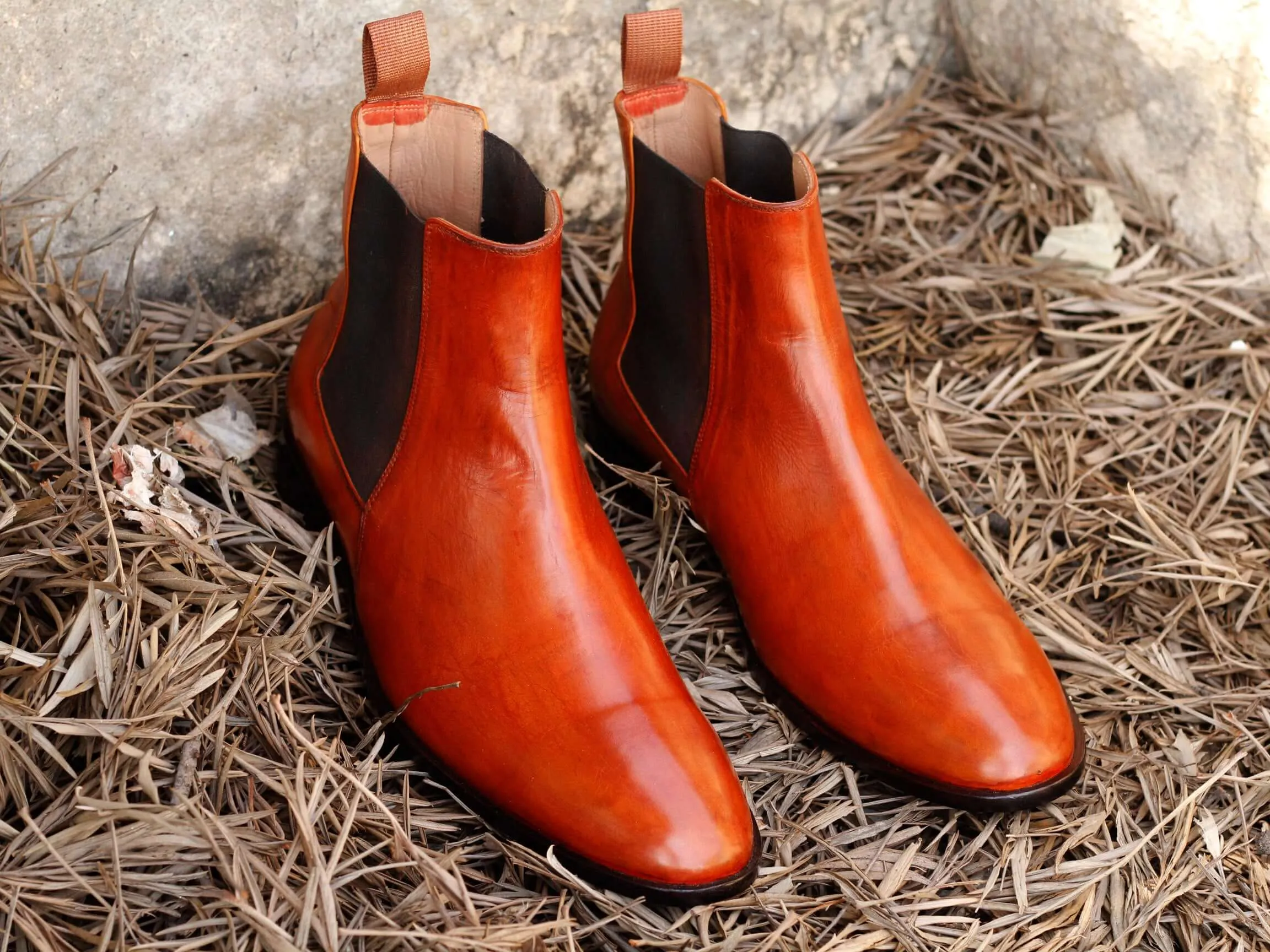 Bespoke Ankle High Tan Chelsea Leather Boot