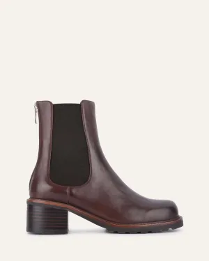 BEVERLEY MID ANKLE BOOTS CHOCOLATE LEATHER