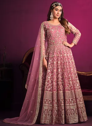 Blush Pink Embroidery Festive Anarkali Suit