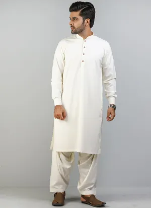 Cream Plain, Synthetic Bosky Shalwar Kameez