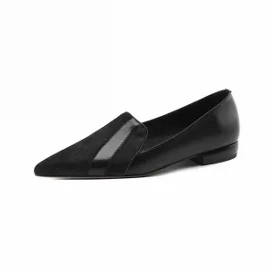 Elegant Cow Leather Pointed Toe Slip Ons