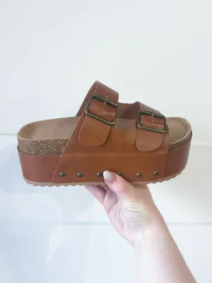 Elevate Platform Sandals- Brown Leather