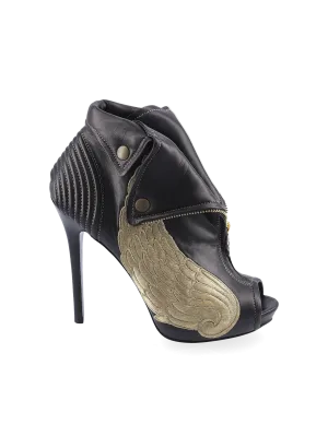 faithful skull peep-toe ankle boots