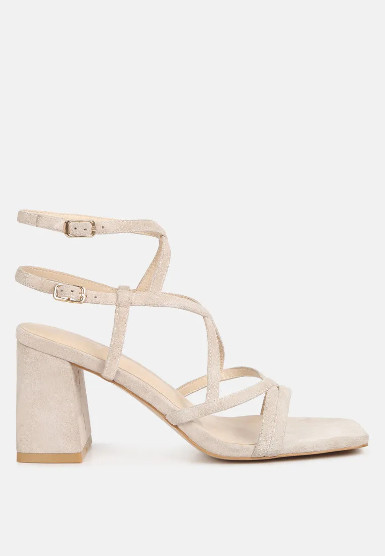 FIORELLA Beige Strappy Block Heel Sandals