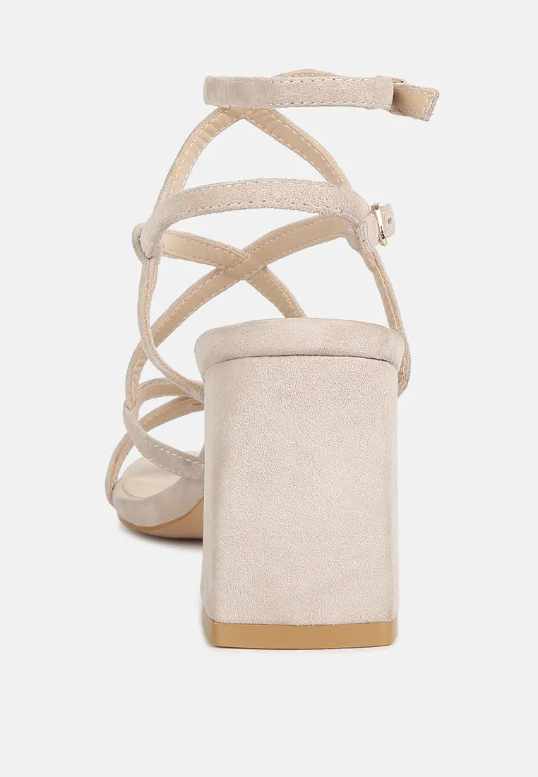 FIORELLA Beige Strappy Block Heel Sandals