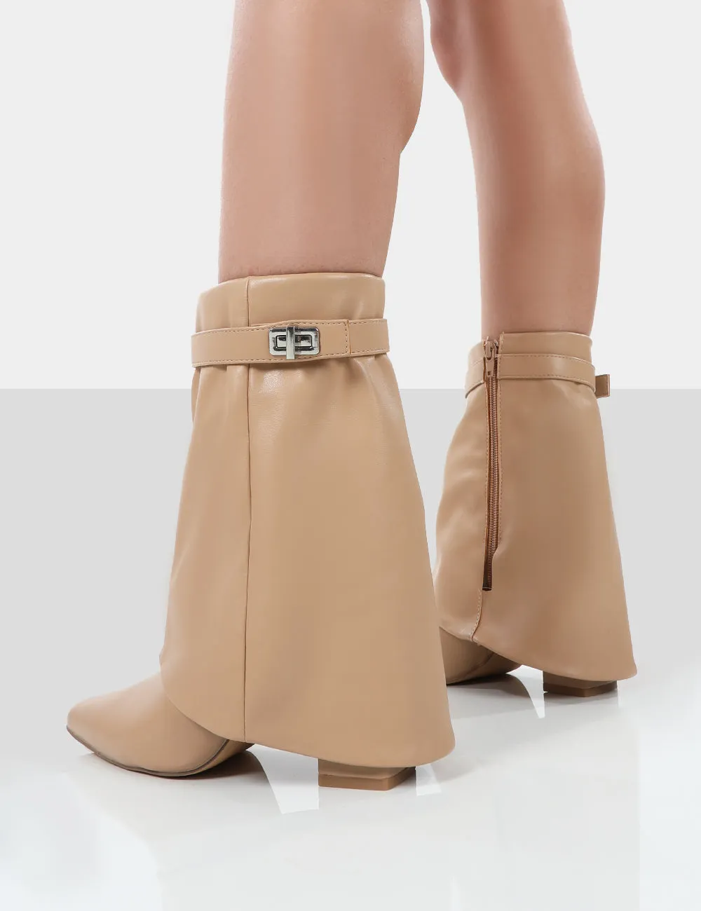 Fyre Tan Pointed Toe Heeled Ankle Boots