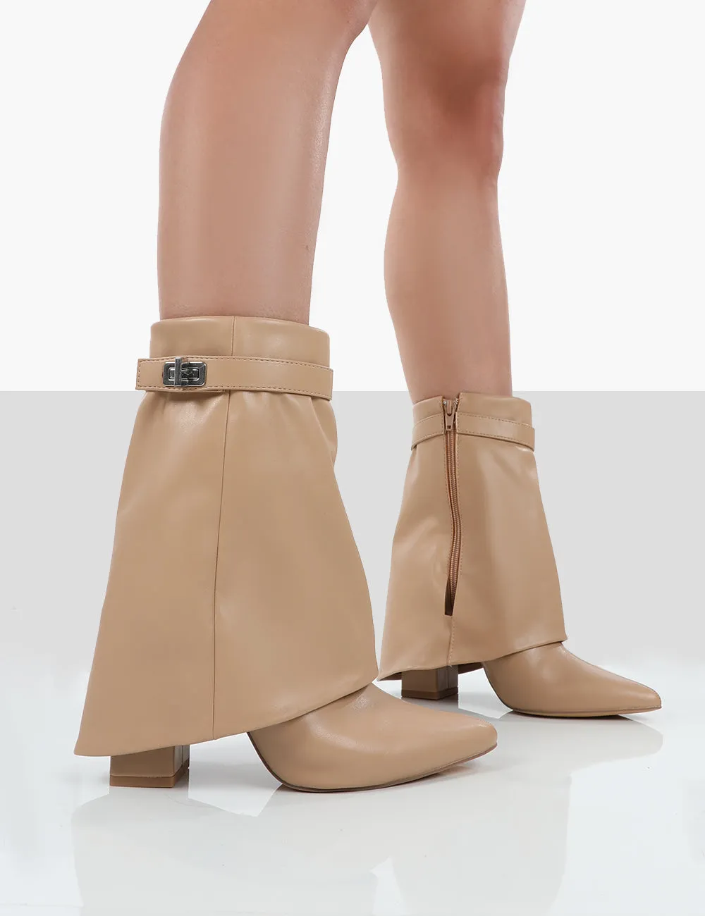 Fyre Tan Pointed Toe Heeled Ankle Boots