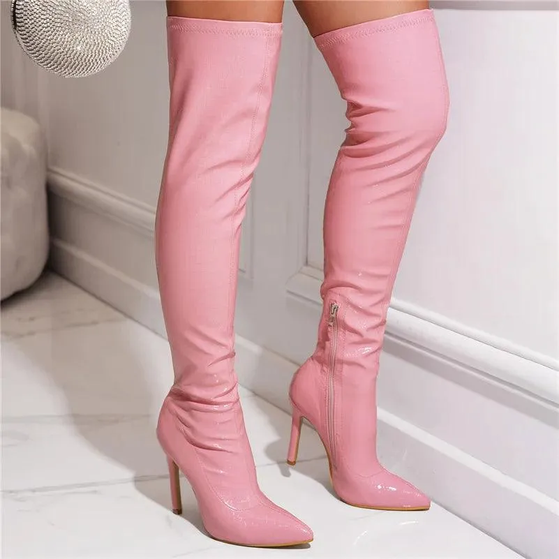 Glossy Over The Knee Boots