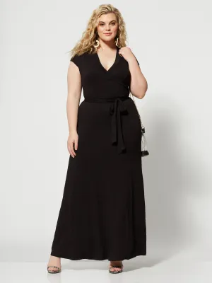 Grace Faux Wrap Maxi Dress in Black