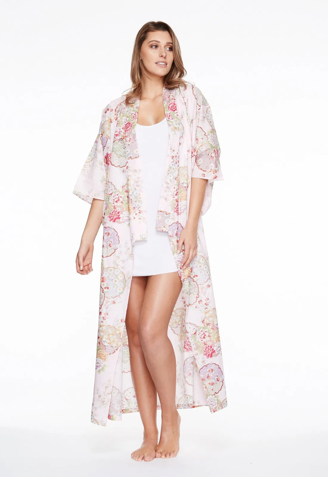 Graceful Circles Cotton Long Kimono