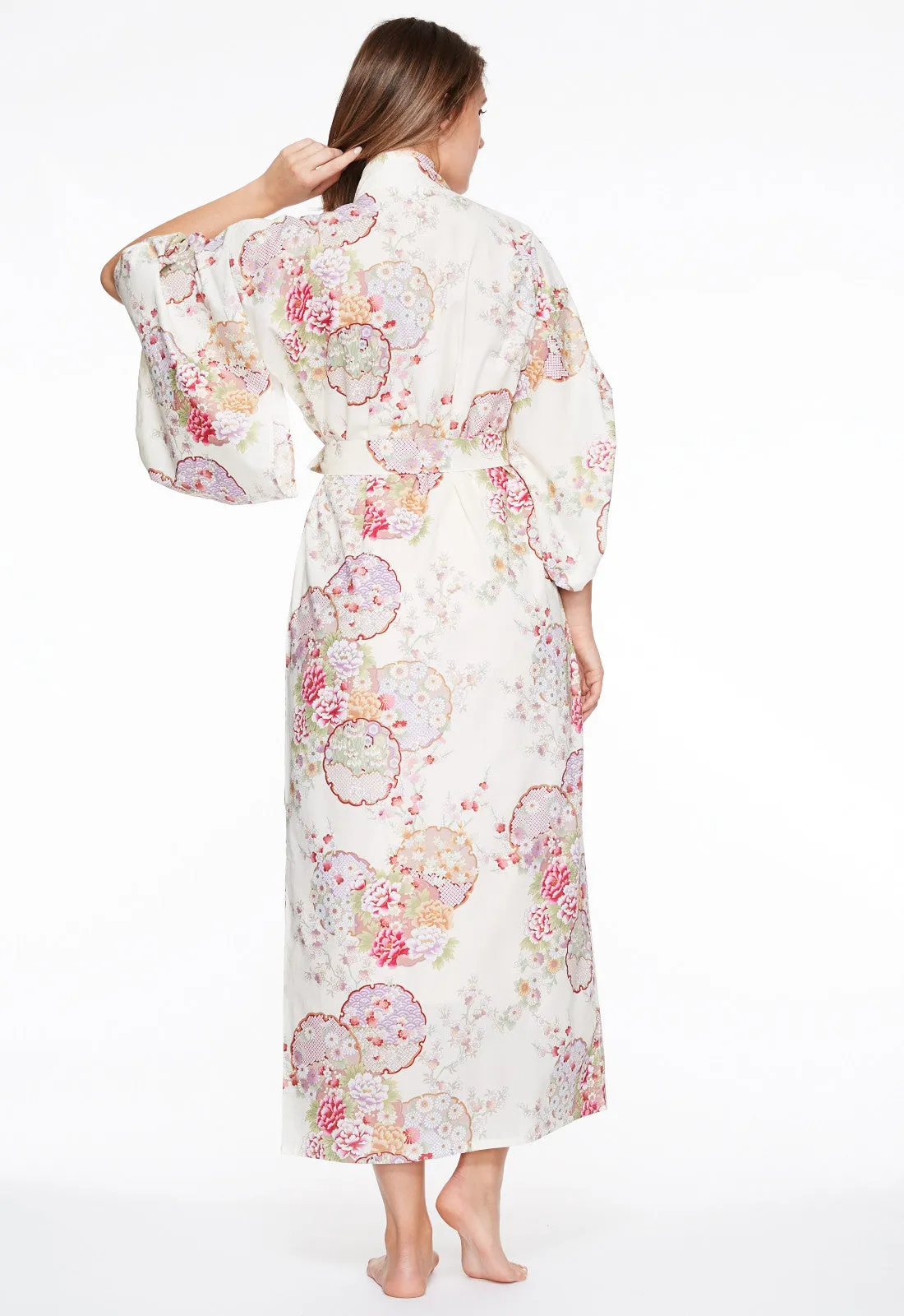 Graceful Circles Cotton Long Kimono