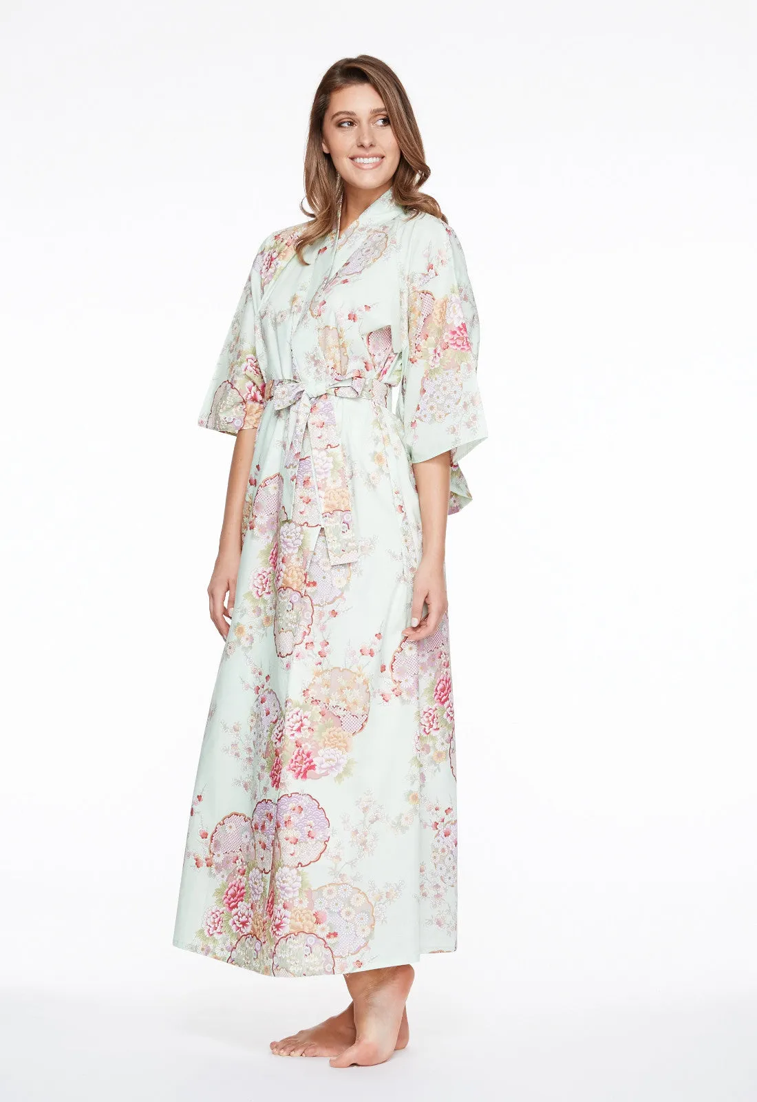 Graceful Circles Cotton Long Kimono