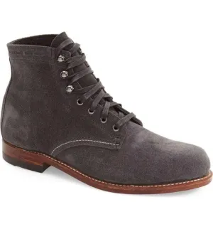 Handmade Ankle High Suede Grey Lace Up Boot