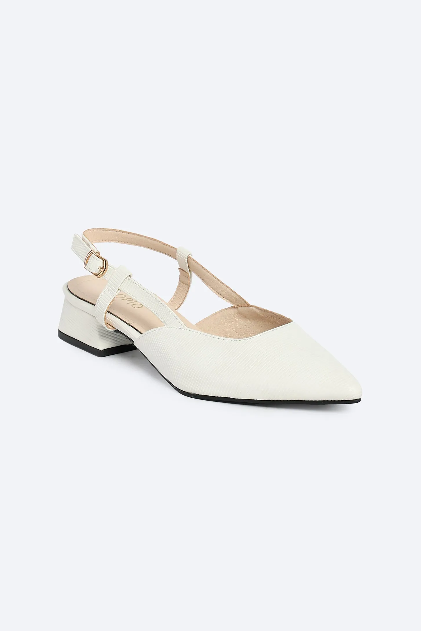 Heeled Slingback - White