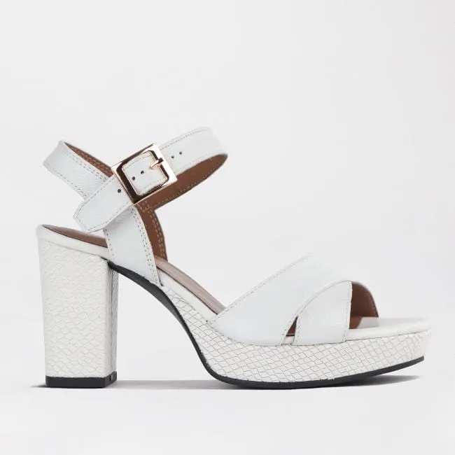 High Heel Platform Sandal in White - 12676