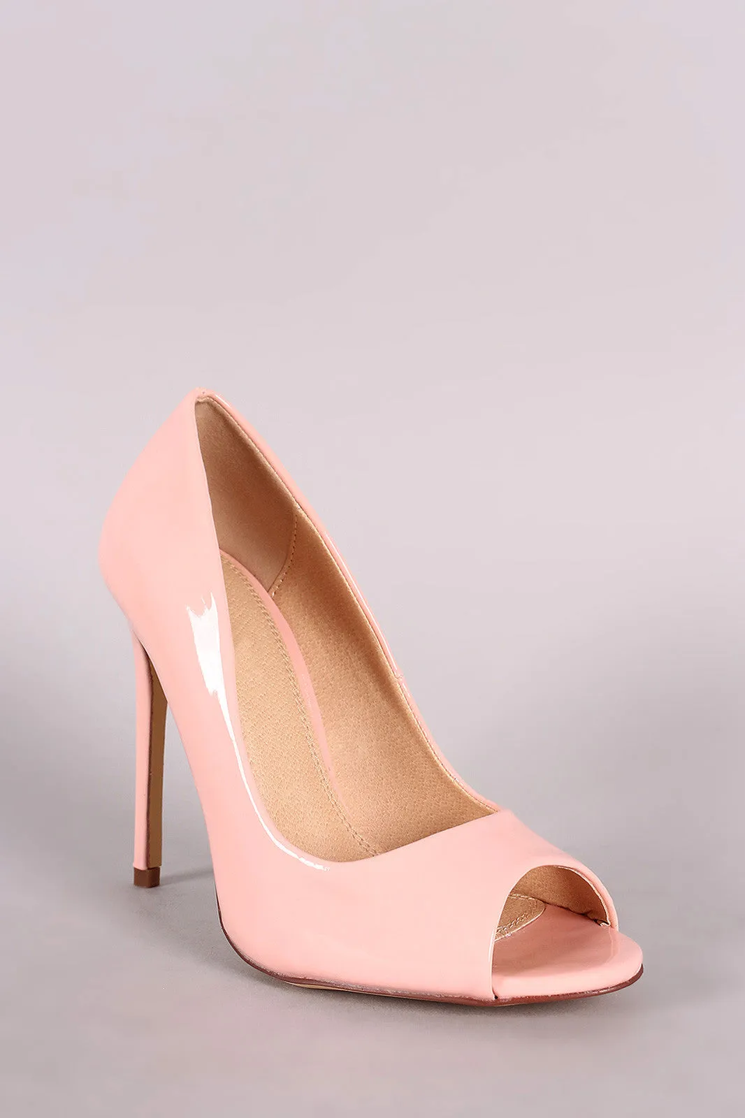 Liliana Glossy Peep Toe Stiletto Pump