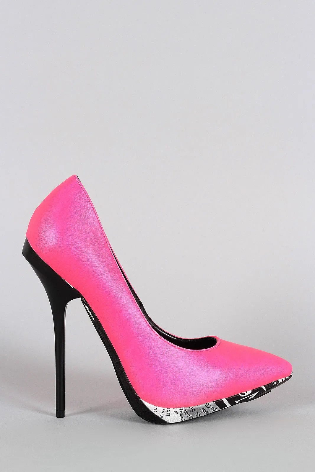 Liliana Magazine Print Neon Pointy Toe Stiletto Pump