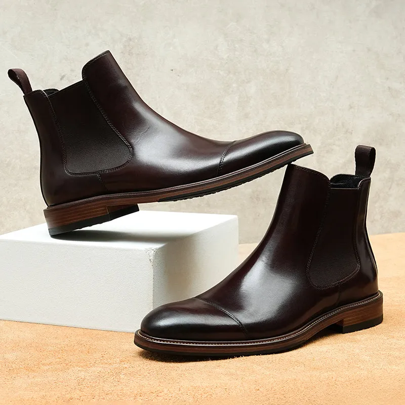 LuxLeather Round Toe Classic Chelsea Ankle Boots