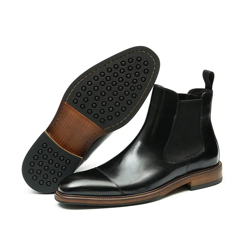 LuxLeather Round Toe Classic Chelsea Ankle Boots