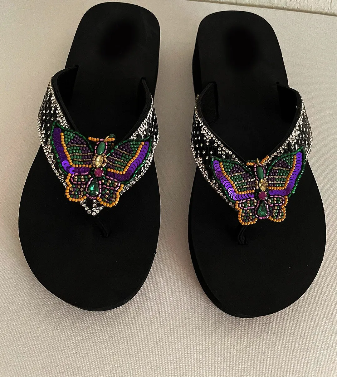 mardi gras Slippers/ mardigras Bling Rhinestone Sandals/Women Flip Flop shoes