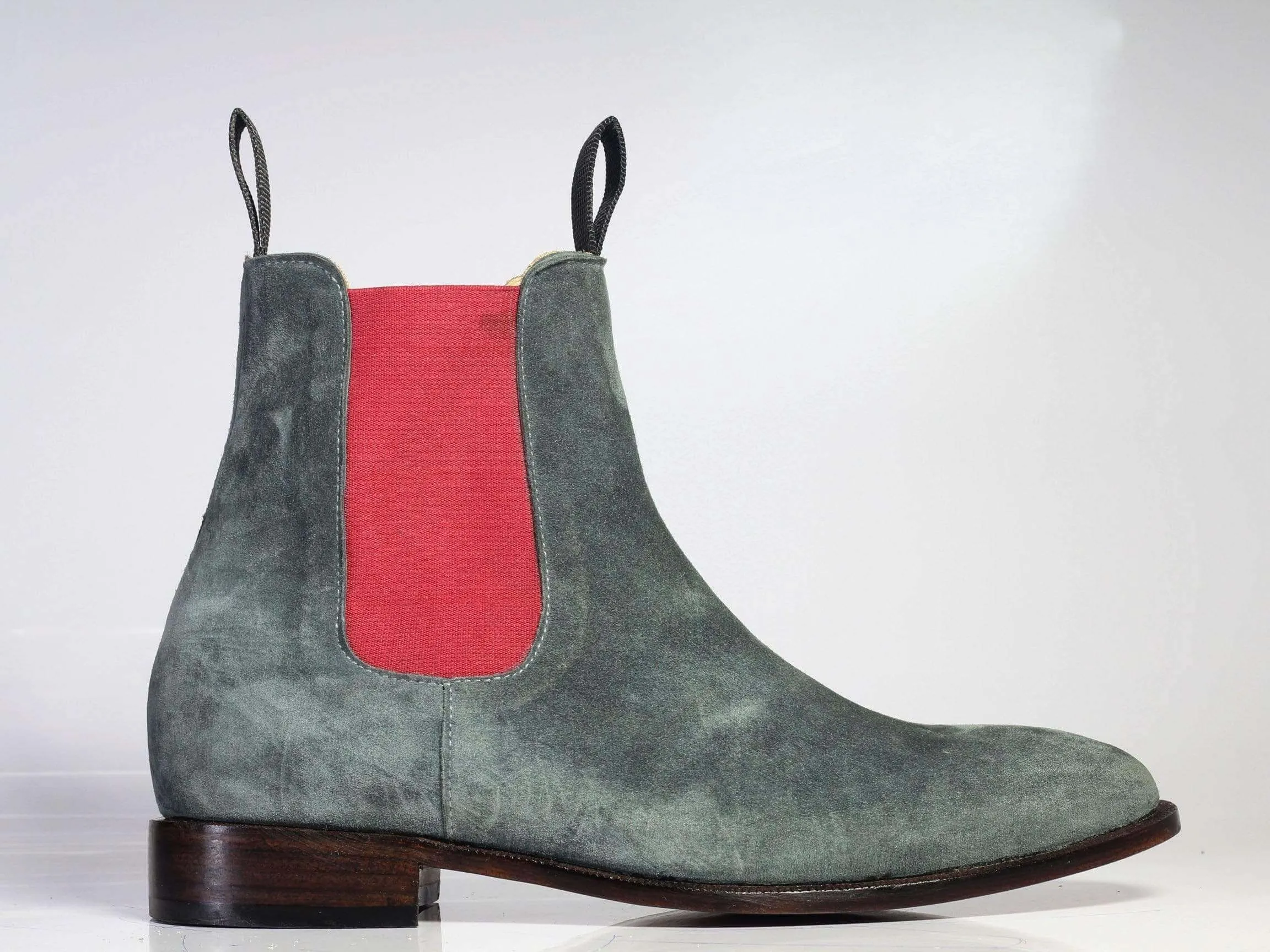 Men's Gray Chelsea Suede Boots