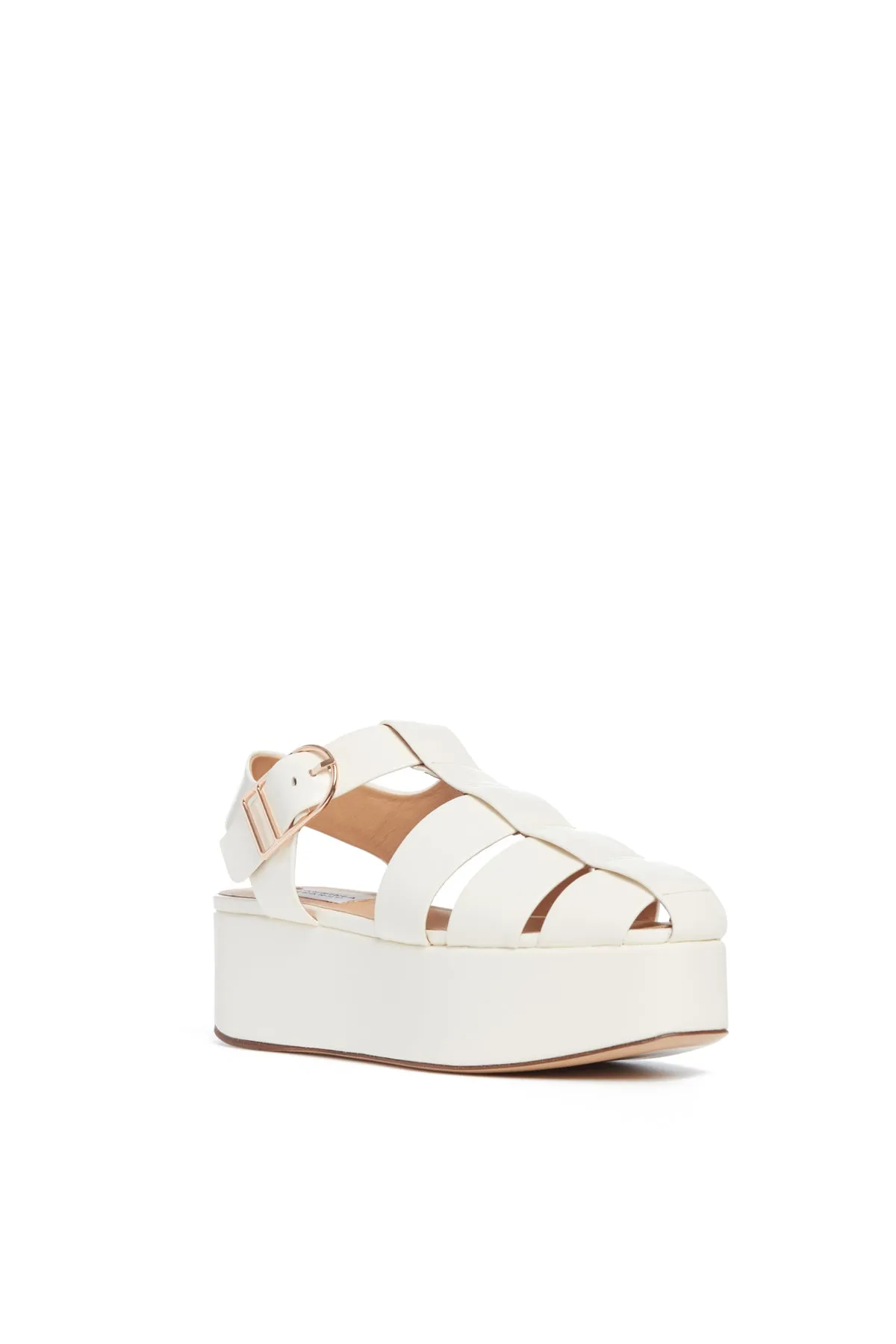 Mila Platform Sandal in Cream Leather