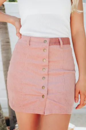 Refined Corduroy Mini Skirt - Mauve