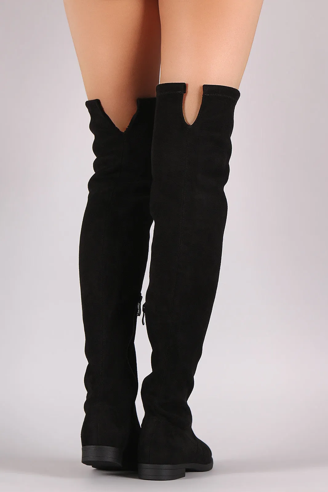 Suede Slit Riding Over-The-Knee Boots