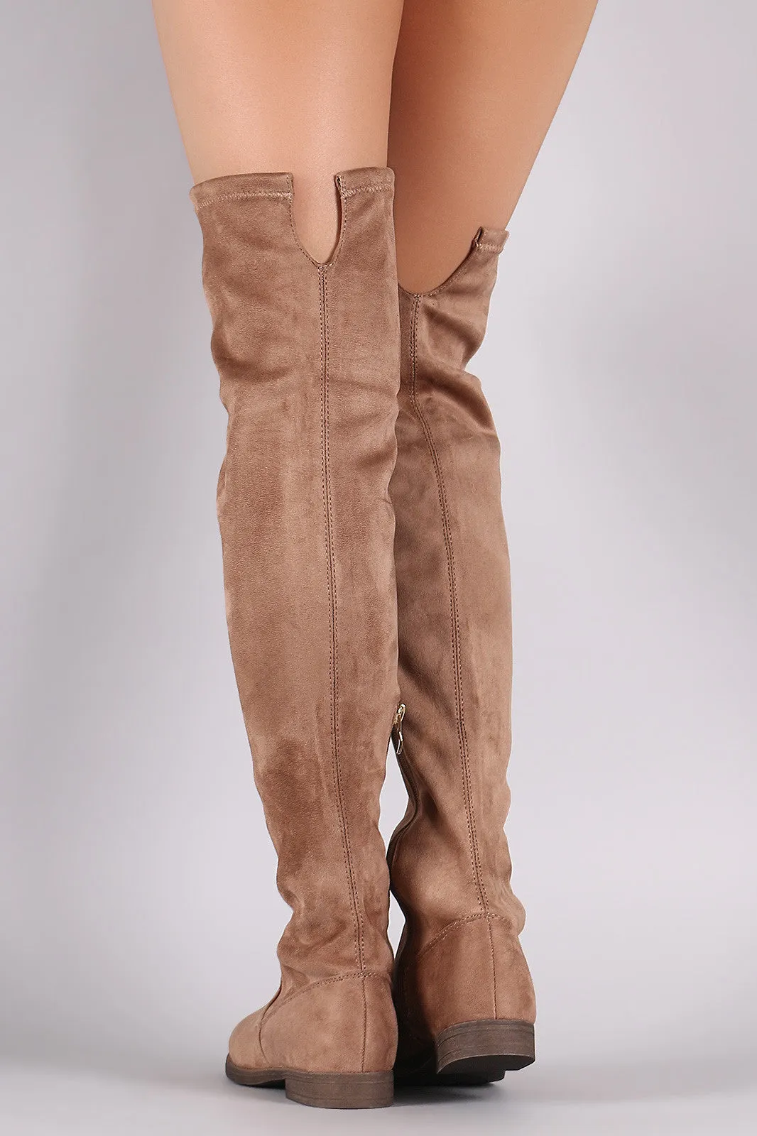 Suede Slit Riding Over-The-Knee Boots