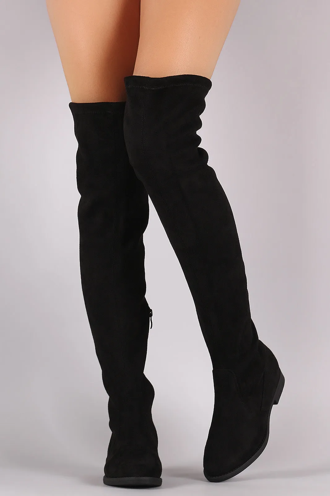 Suede Slit Riding Over-The-Knee Boots