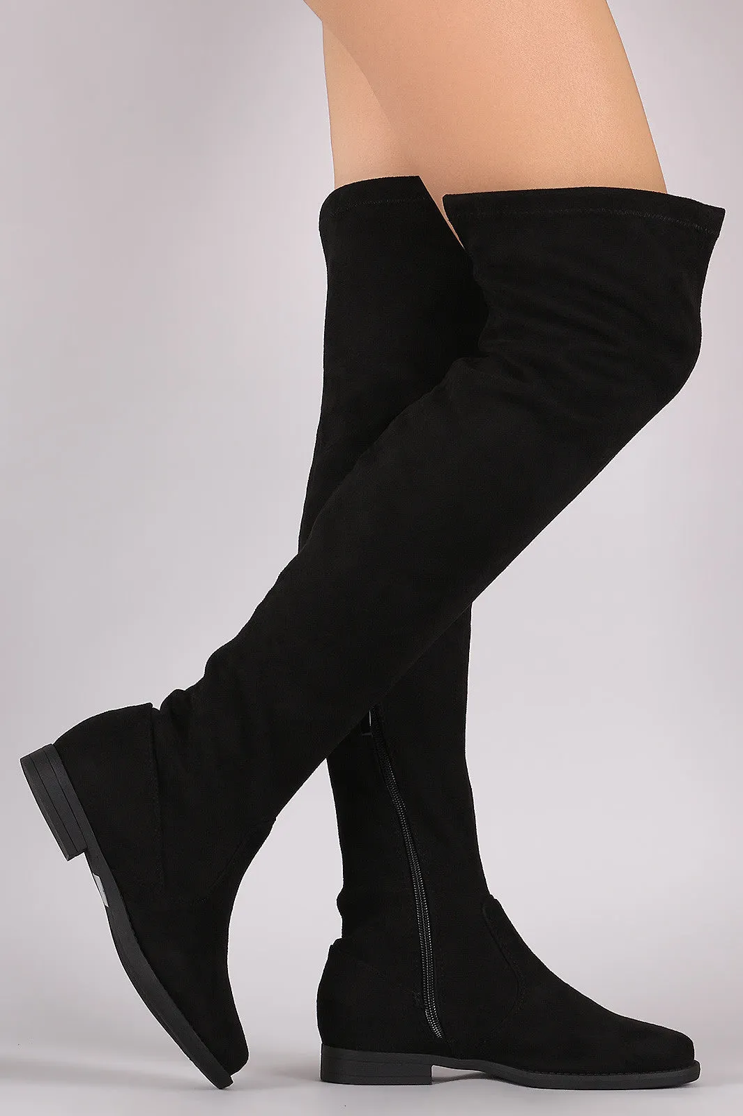 Suede Slit Riding Over-The-Knee Boots