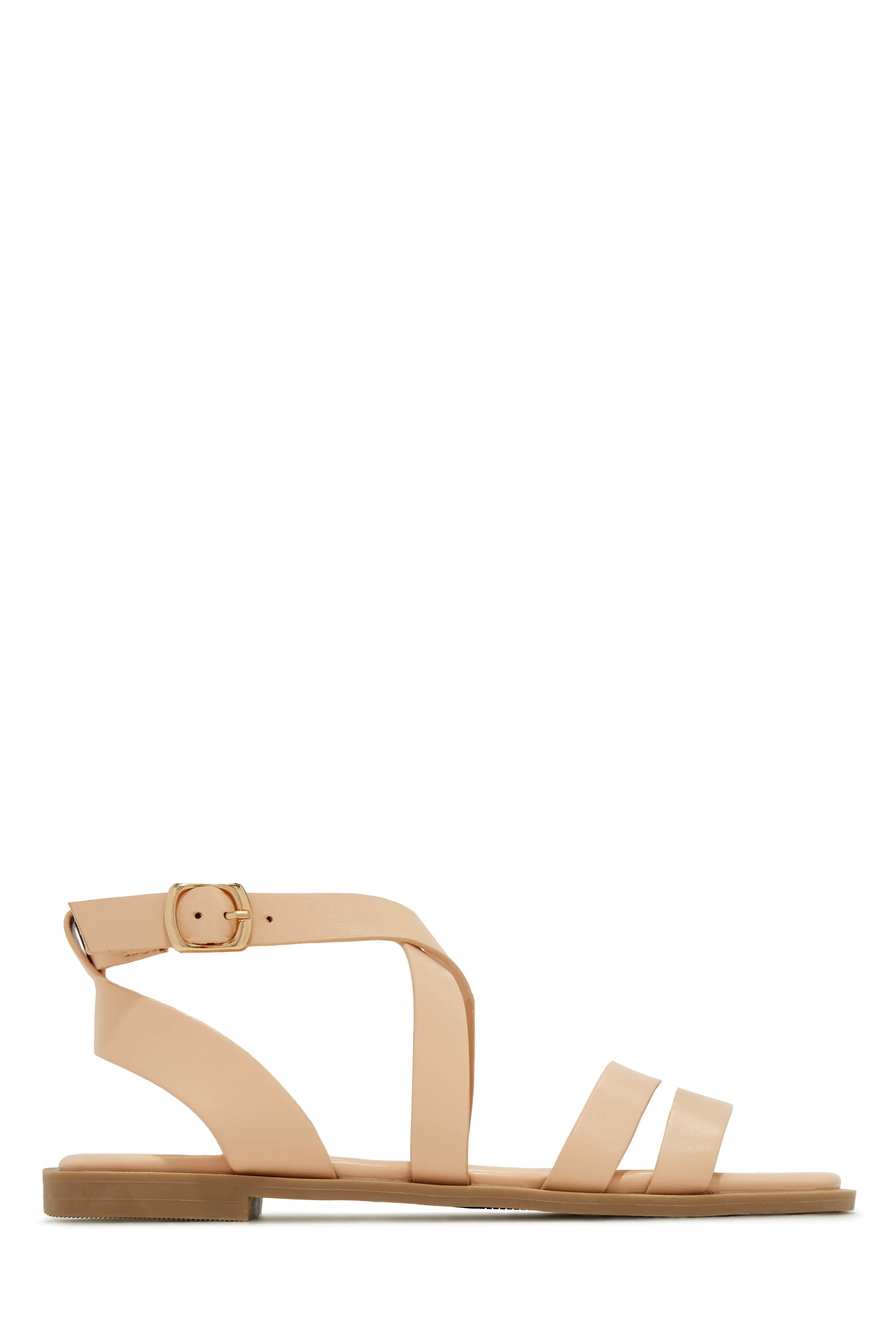 Sun Seeker Flat Strappy Sandals - Nude