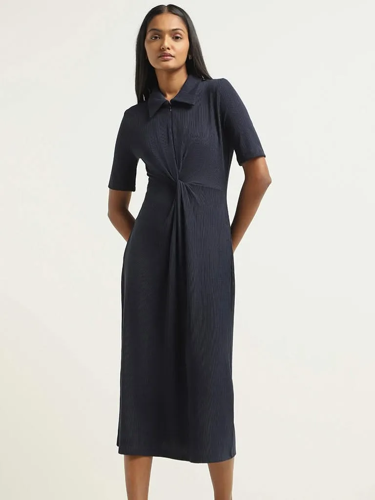 Wardrobe Navy Collared A-Line Dress