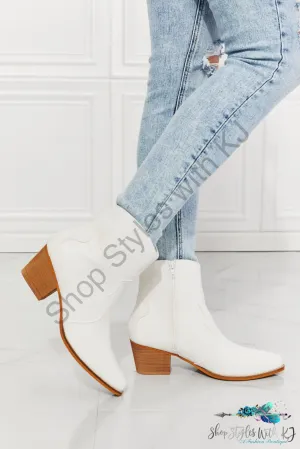 Watertower Town Faux Leather Western Ankle Boots in White