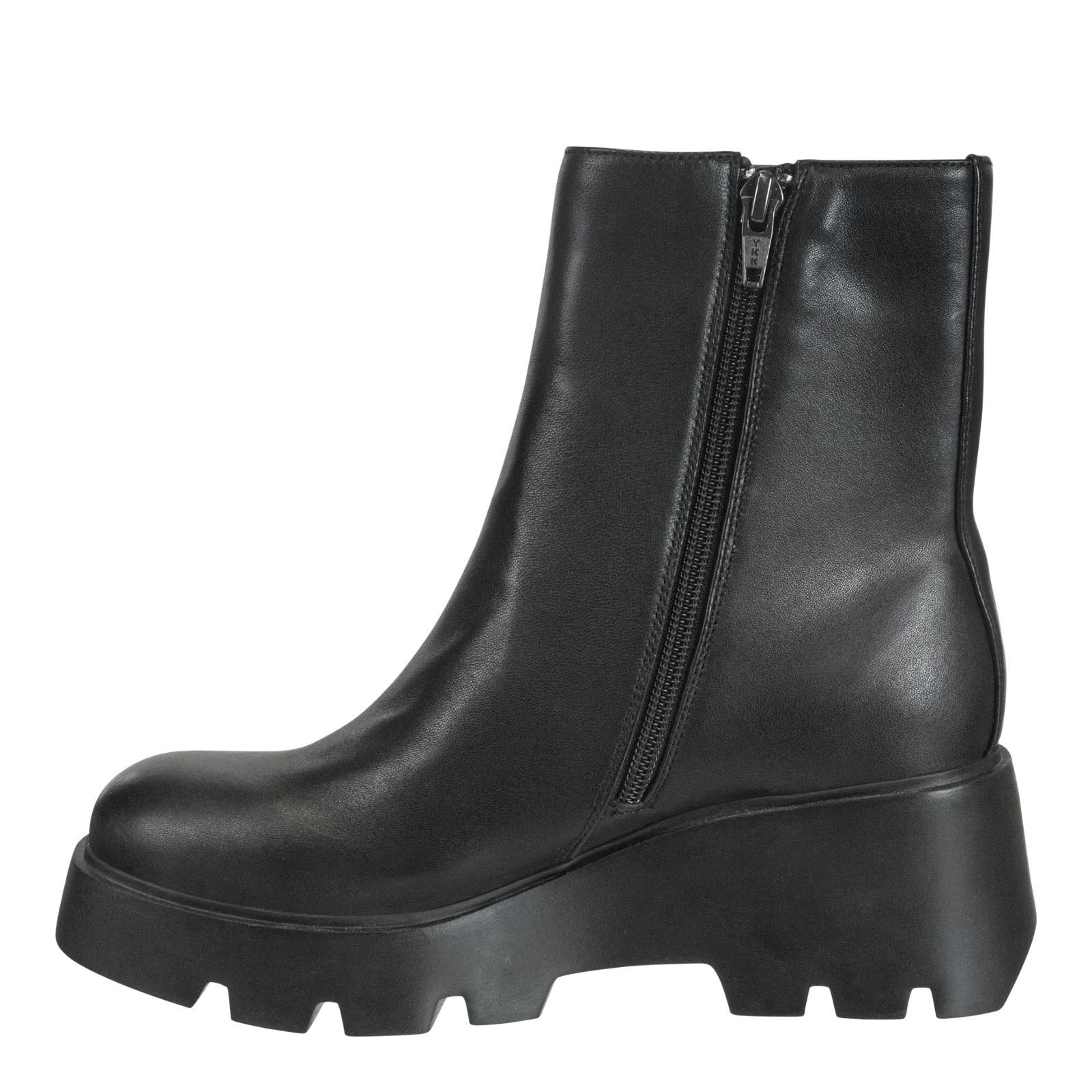 XENUS in BLACK LEATHER Platform Ankle Boots