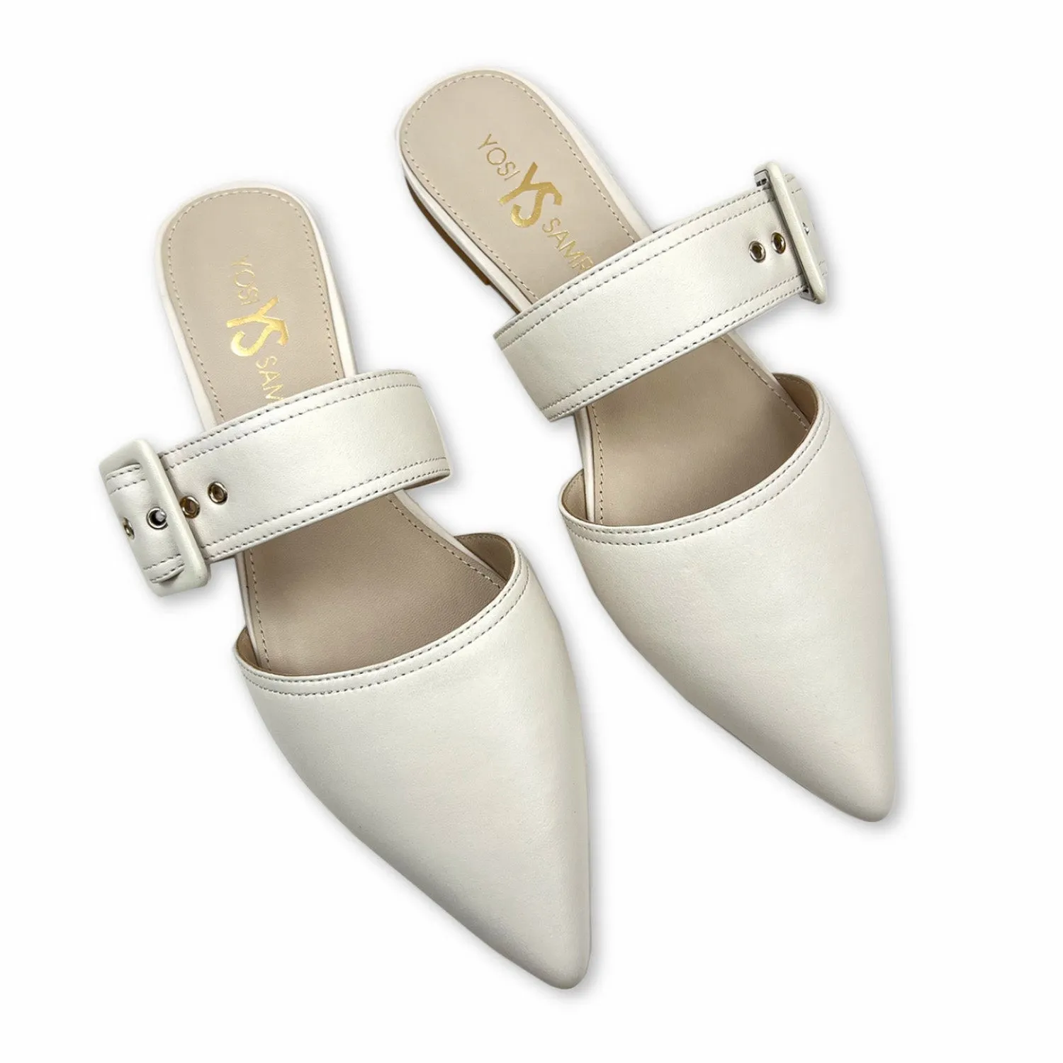 Yosi Samra: Valerie Buckle Mule in Bone Leather