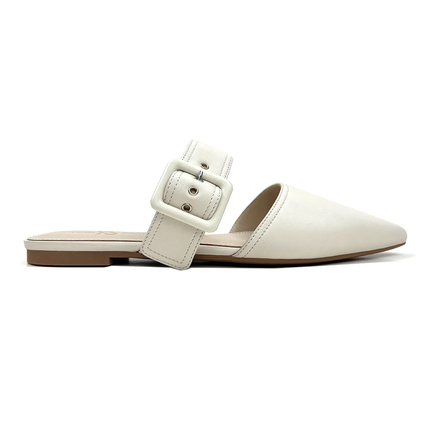 Yosi Samra: Valerie Buckle Mule in Bone Leather